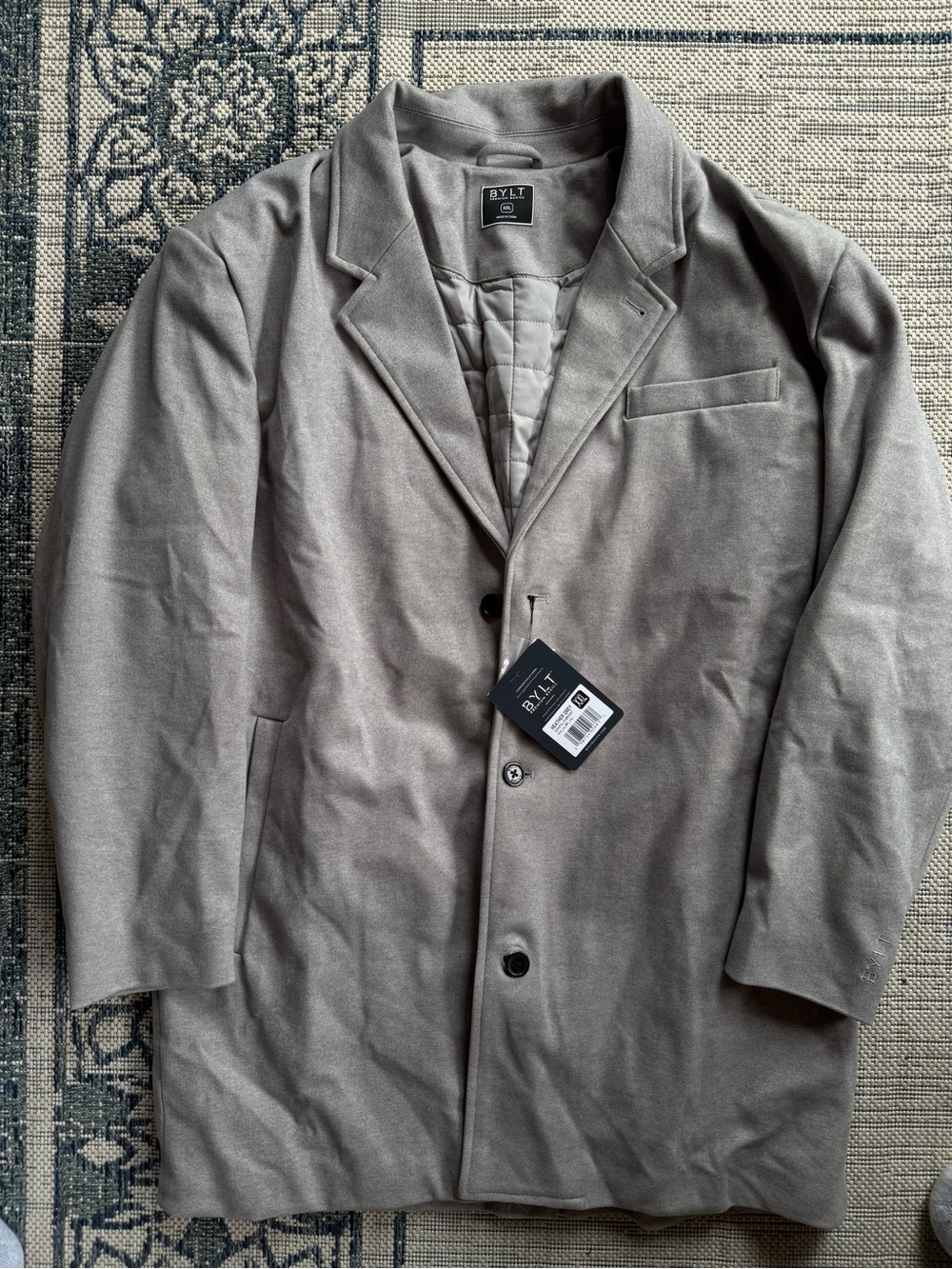 BYLT New w/ Tags Men’s Heather Grey Coastal Overcoat XXL
